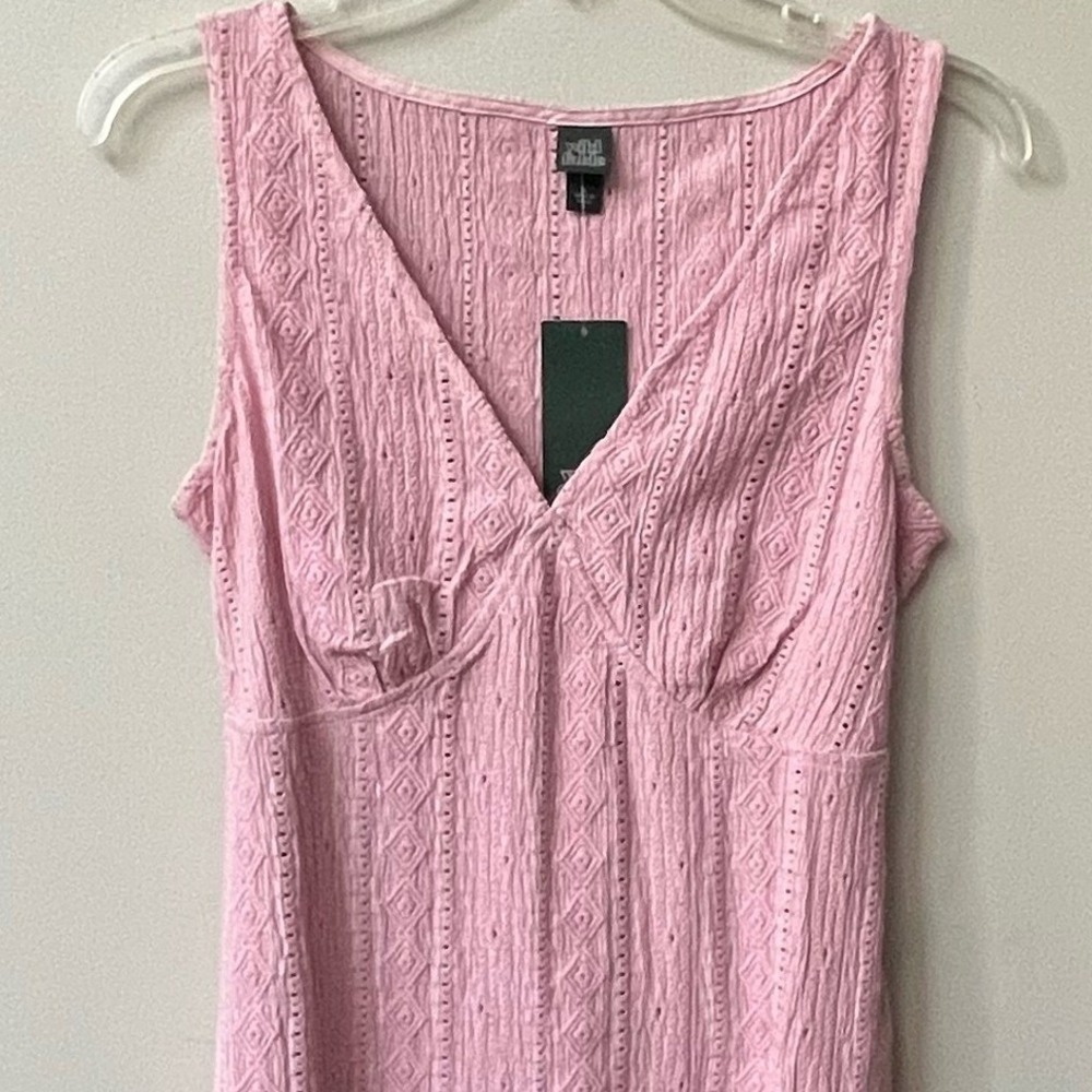 Wild Fable Sleeveless V Neck Knit Mini Dress Women Small Blush Pink Textured NWT - Picture 6 of 13